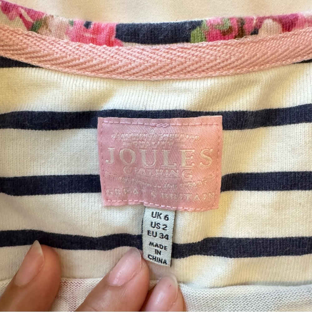 Joules Clothing Floral Print Womens Mini Striped T-Shirt Dress Size 2 - Picture 9 of 11